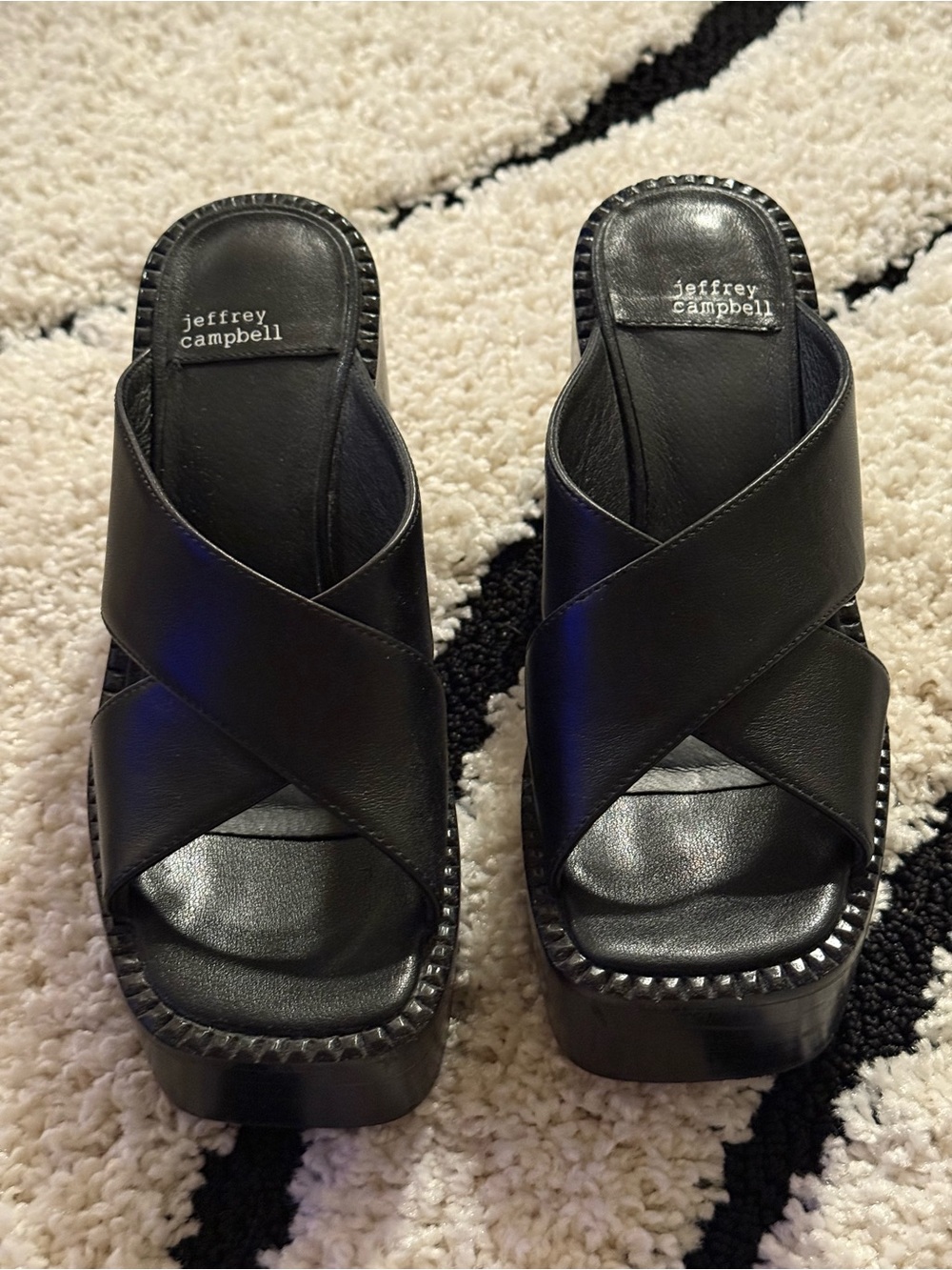 Jeffrey Campbell Black Leather Platform Herls